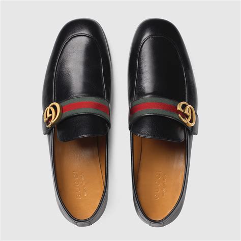 gucci leather loafer with double g and web|gucci men's loafer with buckle.